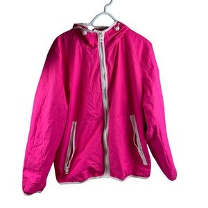 GUESS Pink White Windbreaker Rain Jacket Large Classic Coat Rain 90s Y2K
